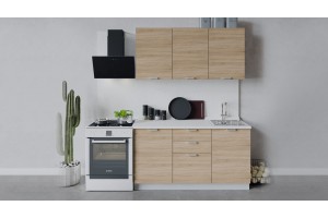 Кухонный гарнитур Гранита длиной 150 см Белый, Дуб Сонома