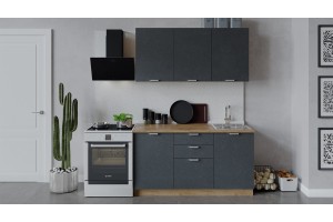 Кухонный гарнитур Гранита длиной 150 см Дуб Крафт золотой, Бетон графит