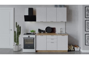 Кухонный гарнитур Гранита длиной 150 см Дуб Крафт золотой, Бетон снежный