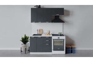 Кухонный гарнитур Гранита длиной 160 (100) см Белый, Бетон графит