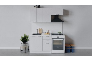 Кухонный гарнитур Гранита длиной 160 (100) см Белый, Бетон снежный