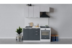 Кухонный гарнитур Гранита длиной 160 (100) см Белый, Бетон снежный, Бетон графит