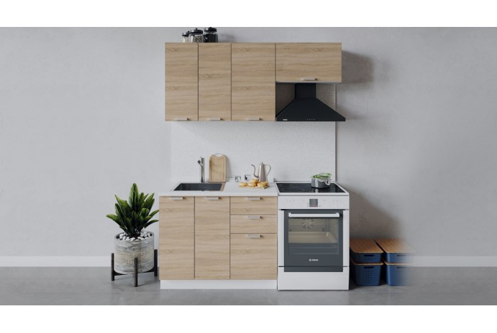 Кухонный гарнитур «Гранита» длиной 160 (100) см Белый, Дуб Сонома