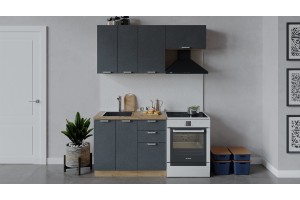 Кухонный гарнитур Гранита длиной 160 (100) см Дуб Крафт золотой, Бетон графит