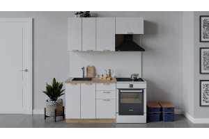 Кухонный гарнитур Гранита длиной 160 (100) см Дуб Крафт золотой, Бетон снежный