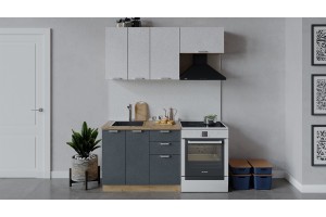 Кухонный гарнитур Гранита длиной 160 (100) см Дуб Крафт золотой, Бетон снежный, Бетон графит