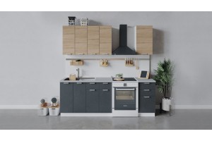 Кухонный гарнитур Гранита длиной 160 см Белый, Дуб Сонома, Бетон графит