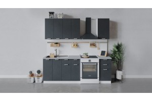 Кухонный гарнитур Гранита длиной 160 см Белый, Бетон графит