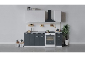 Кухонный гарнитур Гранита длиной 160 см Белый, Бетон снежный, Бетон графит