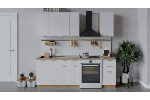 Кухонный гарнитур Гранита длиной 160 см Дуб Крафт золотой, Бетон снежный