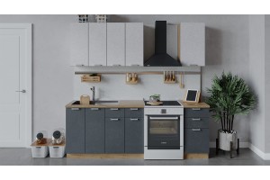 Кухонный гарнитур Гранита длиной 160 см Дуб Крафт золотой, Бетон снежный, Бетон графит