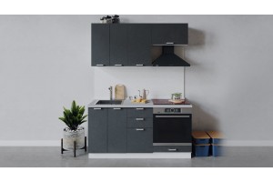 Кухонный гарнитур Гранита длиной 160 см со шкафом НБ Белый, Бетон графит