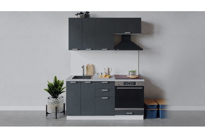 Кухонный гарнитур «Гранита» длиной 160 см со шкафом НБ Белый, Бетон графит