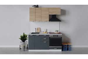 Кухонный гарнитур Гранита длиной 160 см со шкафом НБ Белый, Дуб Сонома, Бетон графит