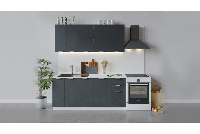 Кухонный гарнитур «Гранита» длиной 180 см Белый, Бетон графит