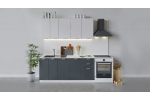 Кухонный гарнитур Гранита длиной 180 см Белый, Бетон снежный, Бетон графит