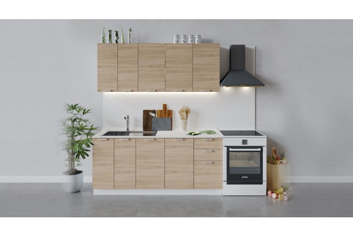 Кухонный гарнитур «Гранита» длиной 180 см Белый, Дуб Сонома