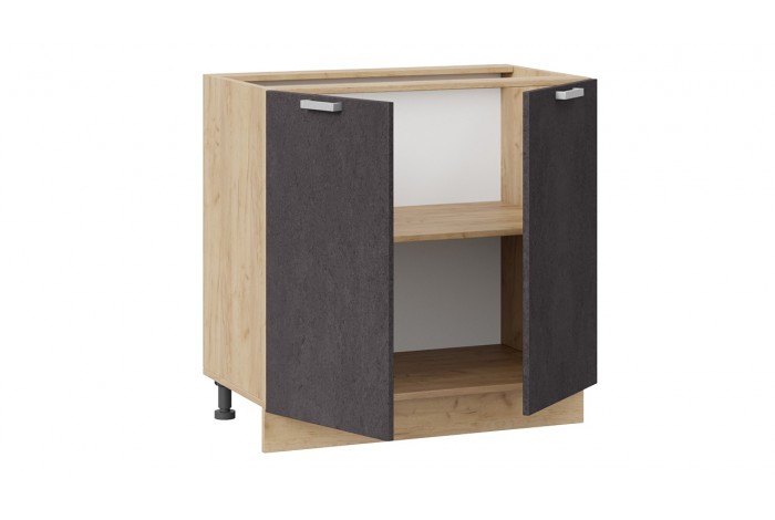 Кухонный гарнитур «Гранита» длиной 200 см со шкафом НБ Дуб Крафт золотой, Бетон снежный, Бетон графит