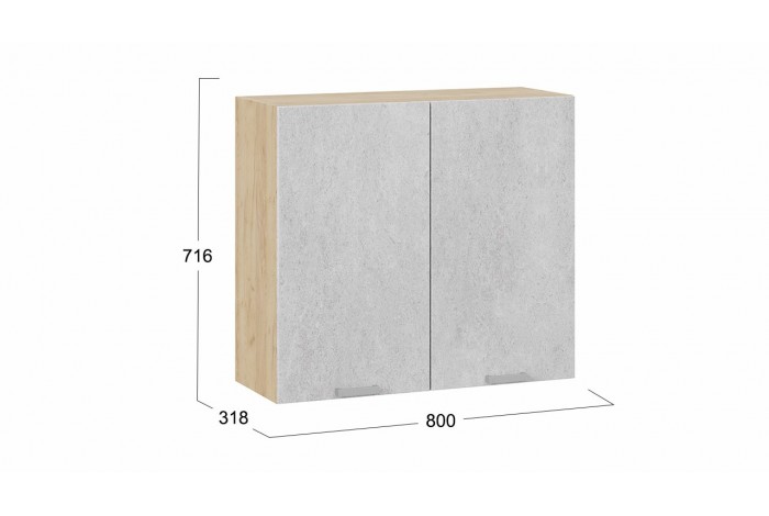 Кухонный гарнитур «Гранита» длиной 200 см со шкафом НБ Дуб Крафт золотой, Бетон снежный, Бетон графит