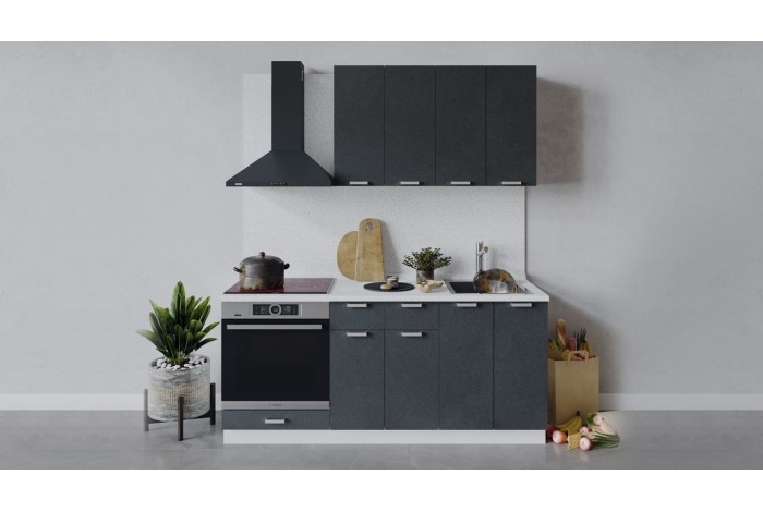 Кухонный гарнитур «Гранита» длиной 180 см со шкафом НБ Белый, Бетон графит