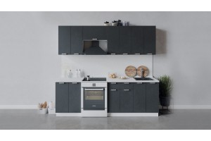 Кухонный гарнитур Гранита длиной 240 (180) см Белый, Бетон графит