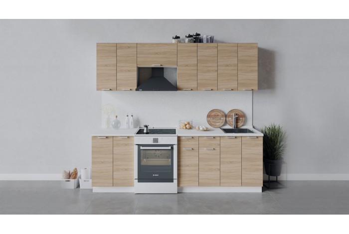 Кухонный гарнитур «Гранита» длиной 240 (180) см Белый, Дуб Сонома