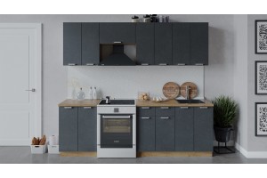 Кухонный гарнитур Гранита длиной 240 (180) см Дуб Крафт золотой, Бетон графит