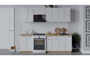 Кухонный гарнитур Гранита длиной 240 (180) см Дуб Крафт золотой, Бетон снежный