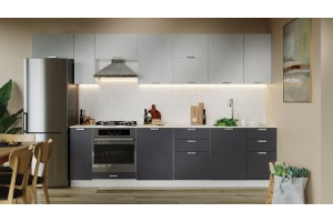 Кухонный гарнитур Гранита №1 Белый, Бетон снежный, Бетон графит