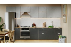 Кухонный гарнитур Гранита №1 Дуб Крафт золотой, Бетон снежный, Бетон графит