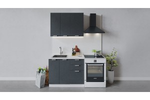 Кухонный гарнитур Гранита длиной 100 см Белый, Бетон графит