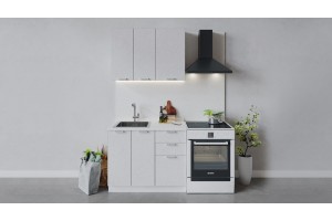 Кухонный гарнитур Гранита длиной 100 см Белый, Бетон снежный