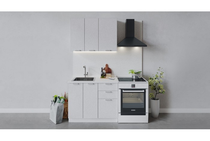 Кухонный гарнитур «Гранита» длиной 100 см Белый, Бетон снежный