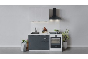 Кухонный гарнитур Гранита длиной 100 см Белый, Бетон снежный, Бетон графит