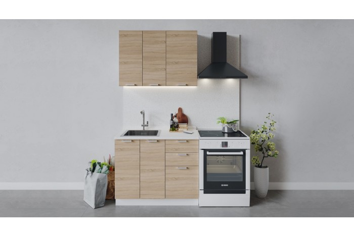 Кухонный гарнитур «Гранита» длиной 100 см Белый, Дуб Сонома