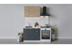 Кухонный гарнитур Гранита длиной 100 см Белый, Дуб Сонома, Бетон графит