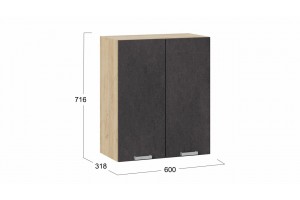 Кухонный гарнитур Гранита длиной 240 (180) см Дуб Крафт золотой, Бетон графит