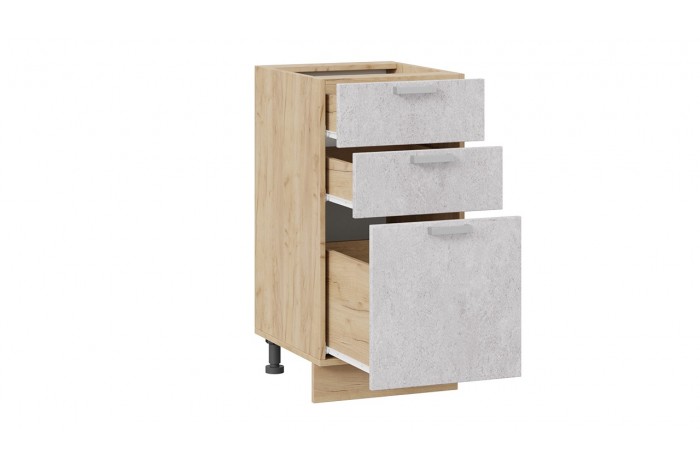 Кухонный гарнитур «Гранита» длиной 160 см со шкафом НБ Дуб Крафт золотой, Бетон снежный