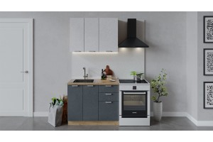 Кухонный гарнитур Гранита длиной 100 см Дуб Крафт золотой, Бетон снежный, Бетон графит