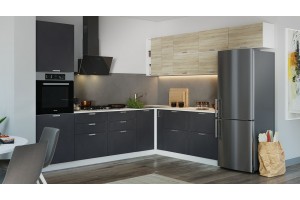 Кухонный гарнитур Гранита №2 Белый, Дуб Сонома, Бетон графит