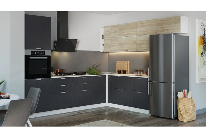 Кухонный гарнитур «Гранита» №2 Белый, Дуб Сонома, Бетон графит