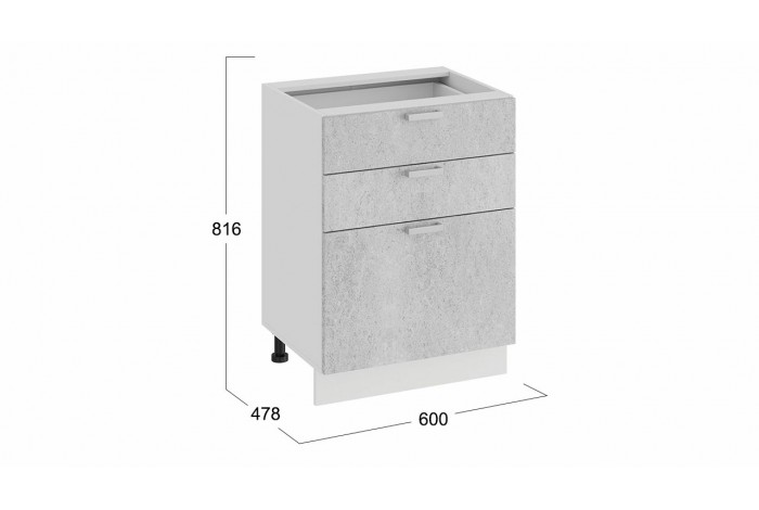 Кухонный гарнитур «Гранита» №3 Белый, Бетон снежный, Бетон графит