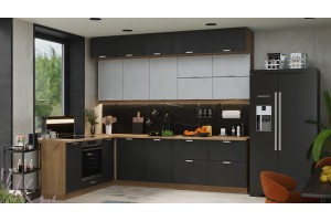 Кухонный гарнитур Гранита №4 Дуб Крафт золотой, Бетон снежный, Бетон графит