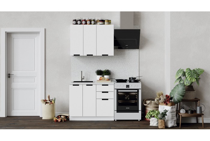 Кухонный гарнитур «Гренада» 100 см Белый, Холст Белый