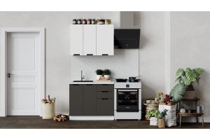 Кухонный гарнитур Гренада 100 см Белый, Холст Белый, Холст Вулкан