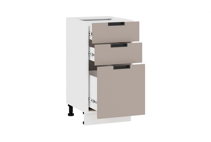 Кухонный гарнитур «Гренада» 100 см Белый, Холст латте, Холст мокко