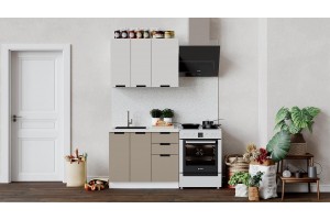 Кухонный гарнитур Гренада 100 см Белый, Холст латте, Холст мокко