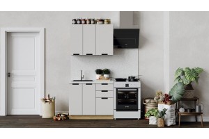 Кухонный гарнитур Гренада 100 см Дуб Крафт золотой, Холст мокко