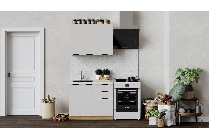 Кухонный гарнитур «Гренада» 100 см Дуб Крафт золотой, Холст мокко