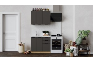 Кухонный гарнитур Гренада 100 см Дуб Крафт золотой, Холст Вулкан